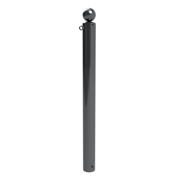 Dekorativ puller | st�lr�r � 102 mm | fastmonteret, til indst�bning i beton med jordanker, total l�ngde ca. 1300 mm | med 1 �je